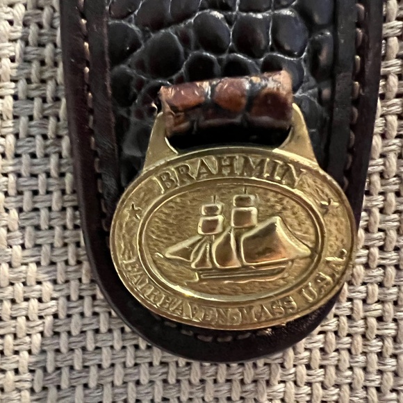 BRAHMIN Harbour Collection Doctor Bag Satchel Brown Burlap/Woven Leather - Picture 5 of 16